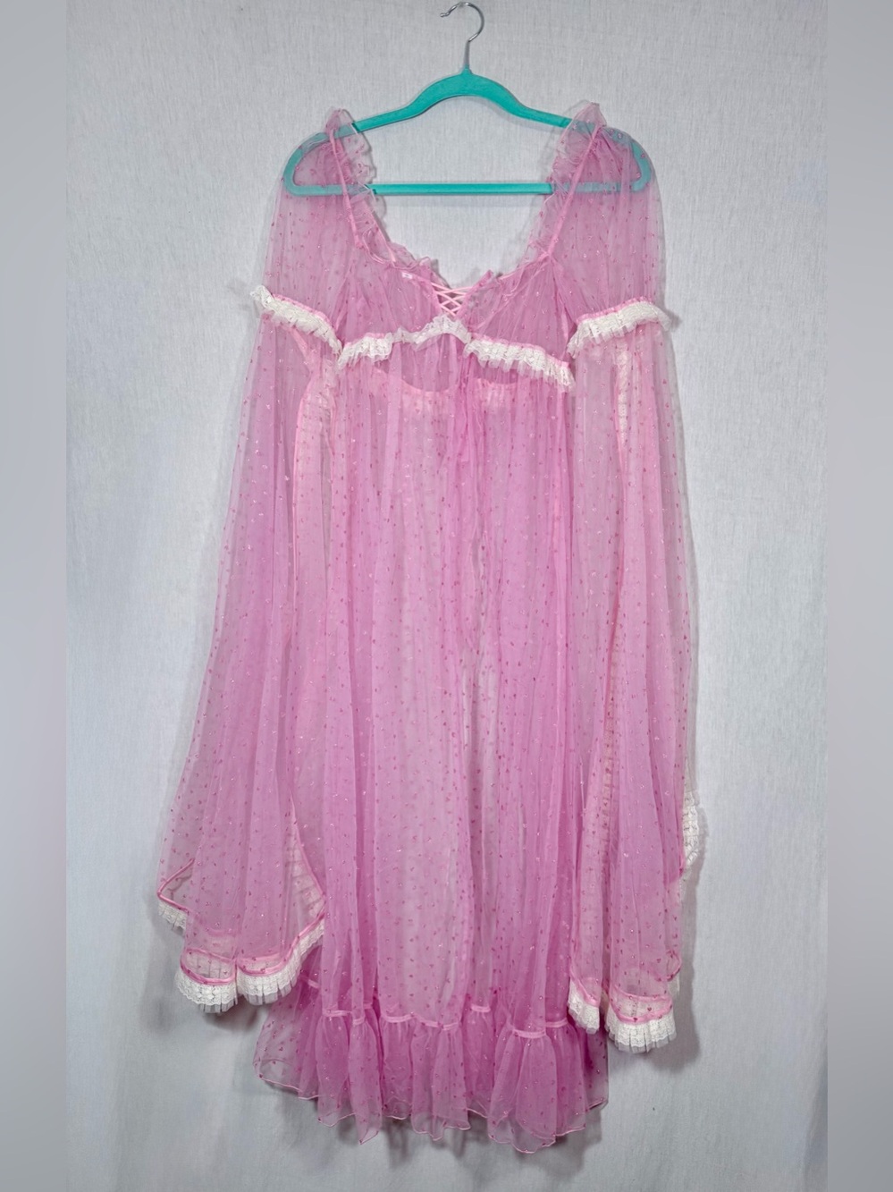 For Love & Lemons ULTRA RARE Sheer Pink Ruffled Princess robe - Picture 4 of 4
